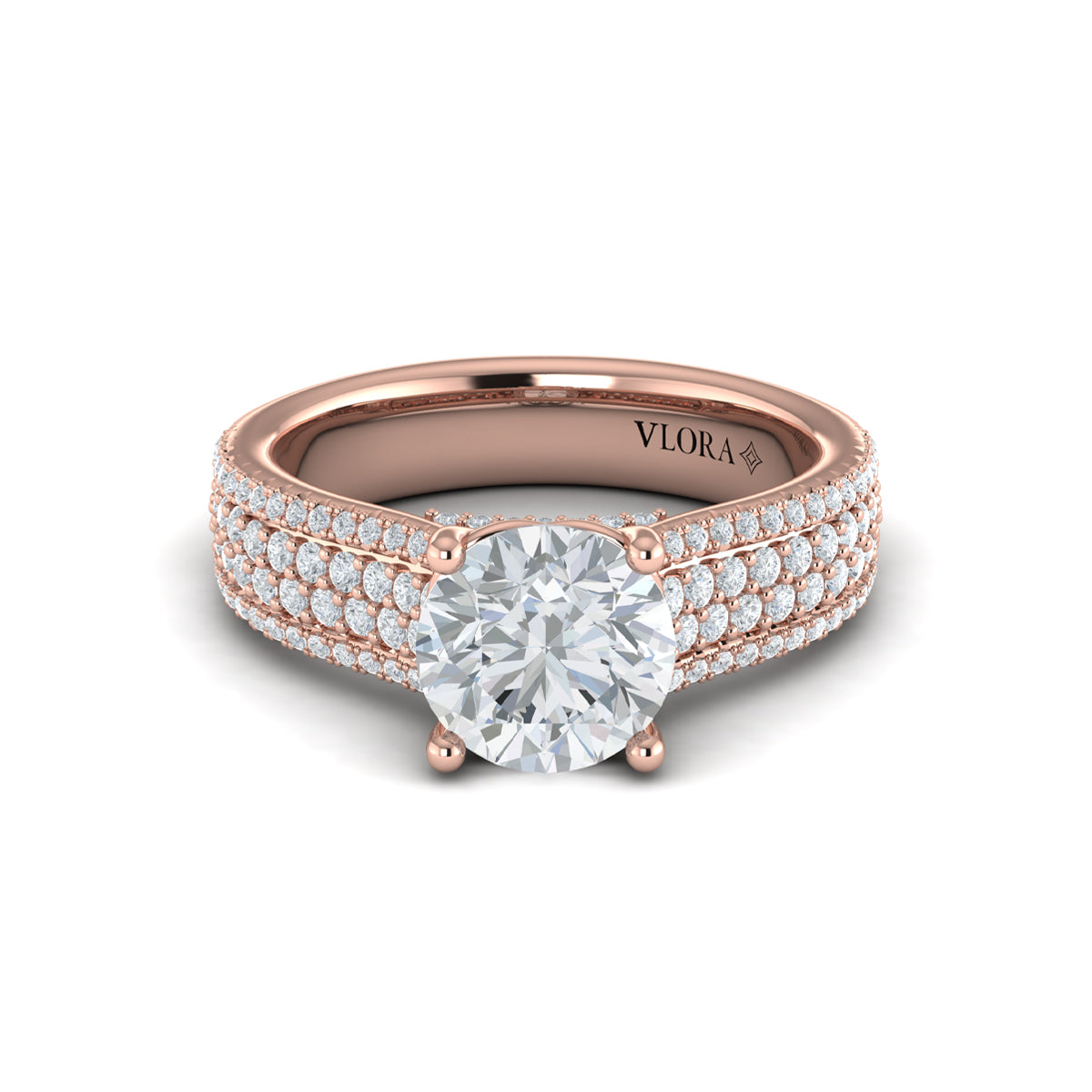 14kt Rose Gold Diamond Multi-Row Engagement Ring
