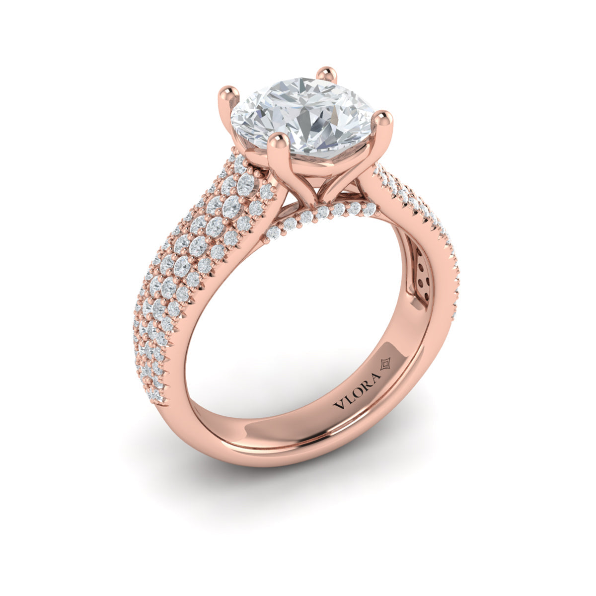 14kt Rose Gold Diamond Multi-Row Engagement Ring