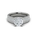14K White Gold Multi-Row Cathedral Diamond Engagement Ring