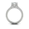 14K White Gold Multi-Row Cathedral Diamond Engagement Ring
