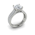 14K White Gold Multi-Row Cathedral Diamond Engagement Ring