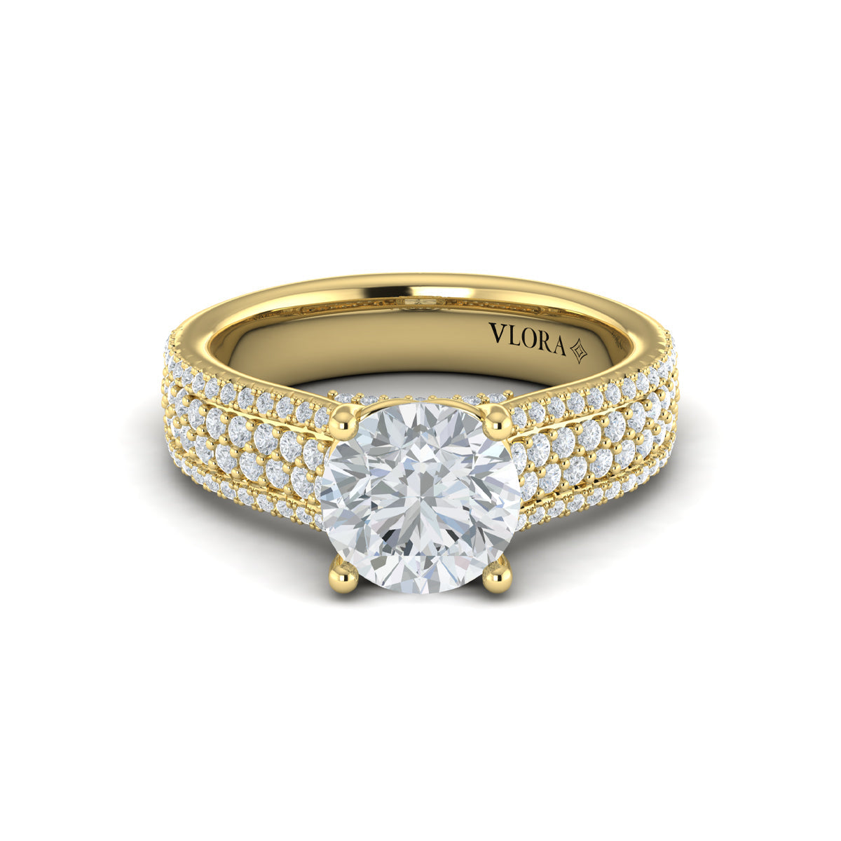 14kt Yellow Gold Diamond Multi-Row Womens Engagement Ring