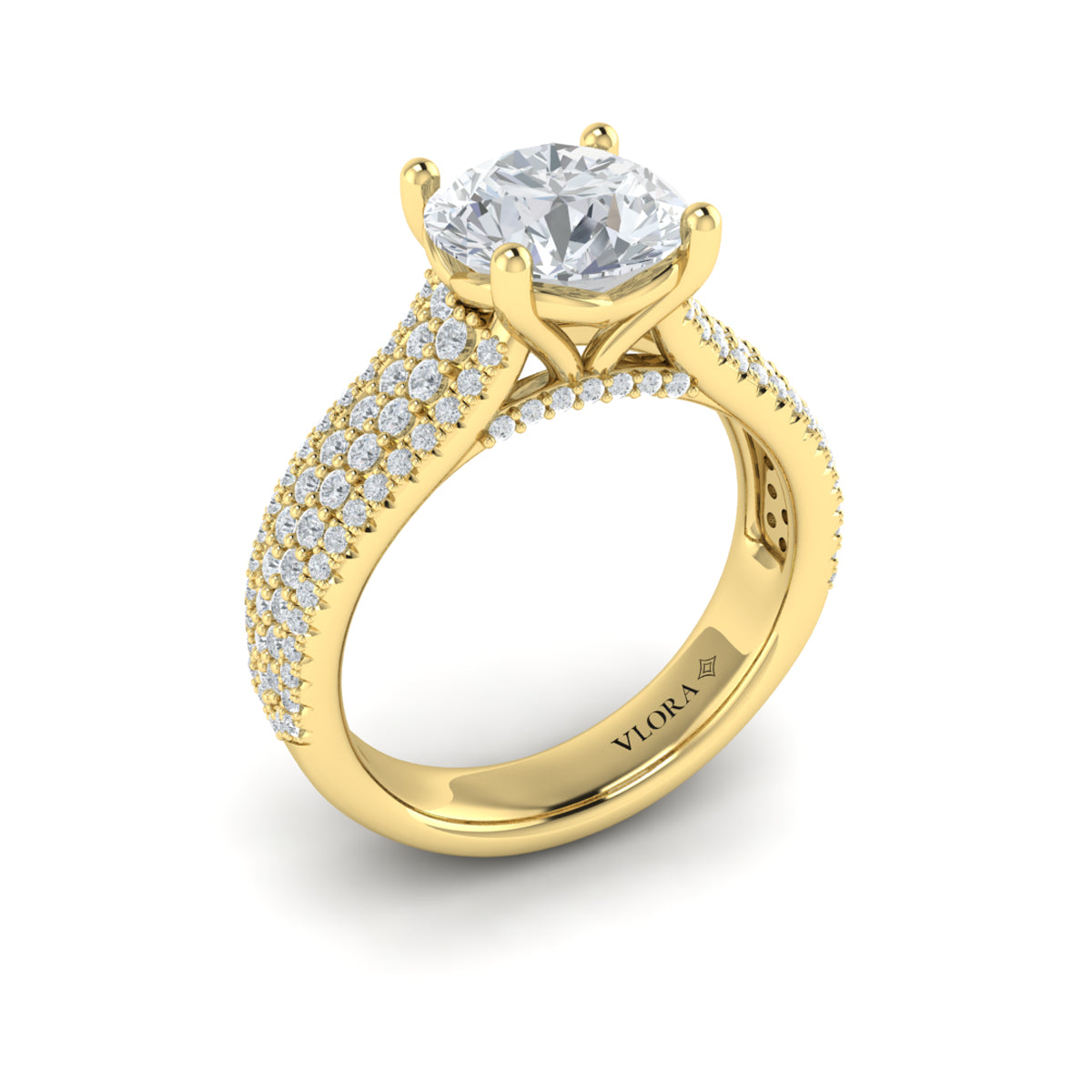 14kt Yellow Gold Diamond Multi-Row Womens Engagement Ring