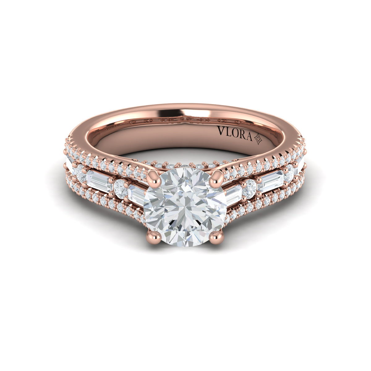 14kt Rose Gold Round Diamond Womens Engagement Ring