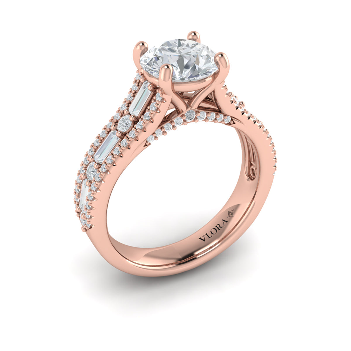 14kt Rose Gold Round Diamond Womens Engagement Ring