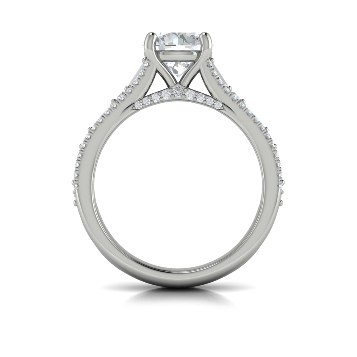 14K White Gold Multi-Row Round Diamond Engagement Ring