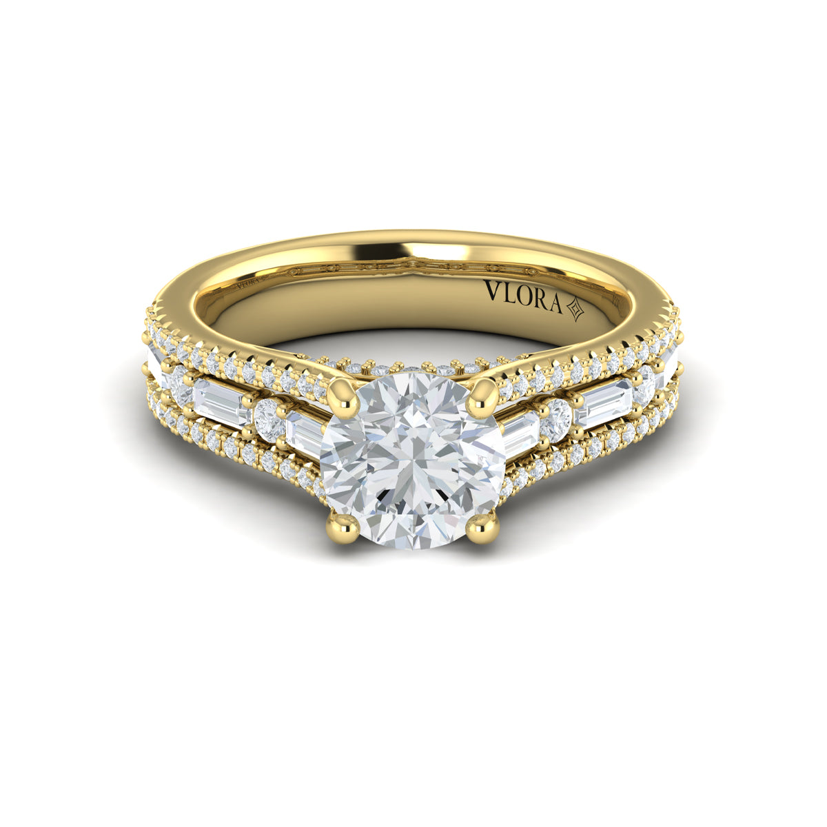 14kt Yellow Gold Round Diamond Womens Engagement Ring