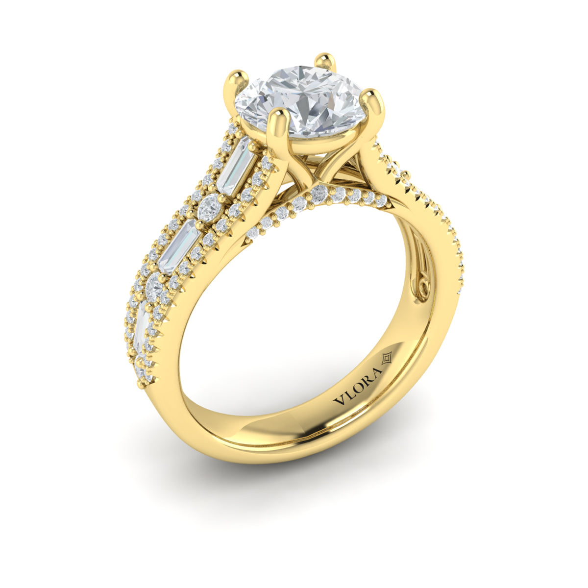 14kt Yellow Gold Round Diamond Womens Engagement Ring