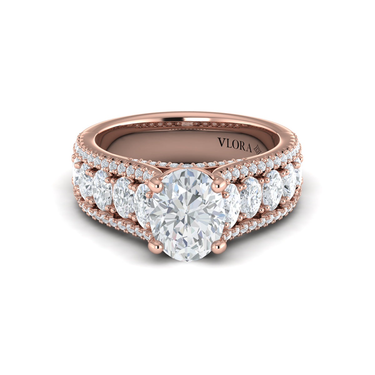 14kt Rose Gold Oval Diamond Womens Engagement Ring