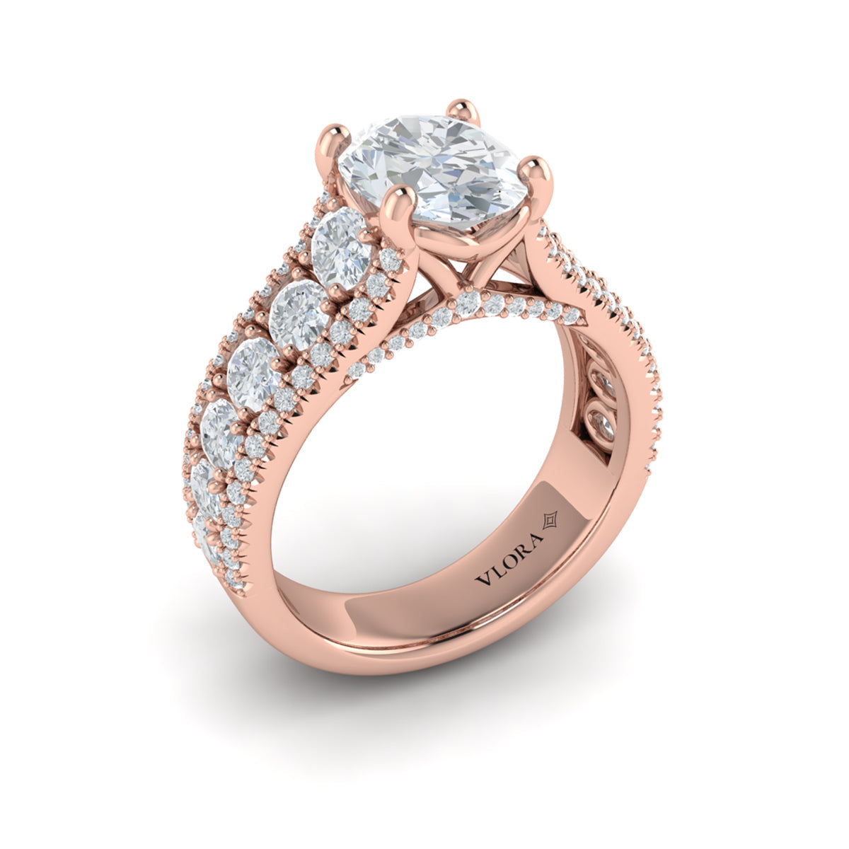 14kt Rose Gold Oval Diamond Womens Engagement Ring