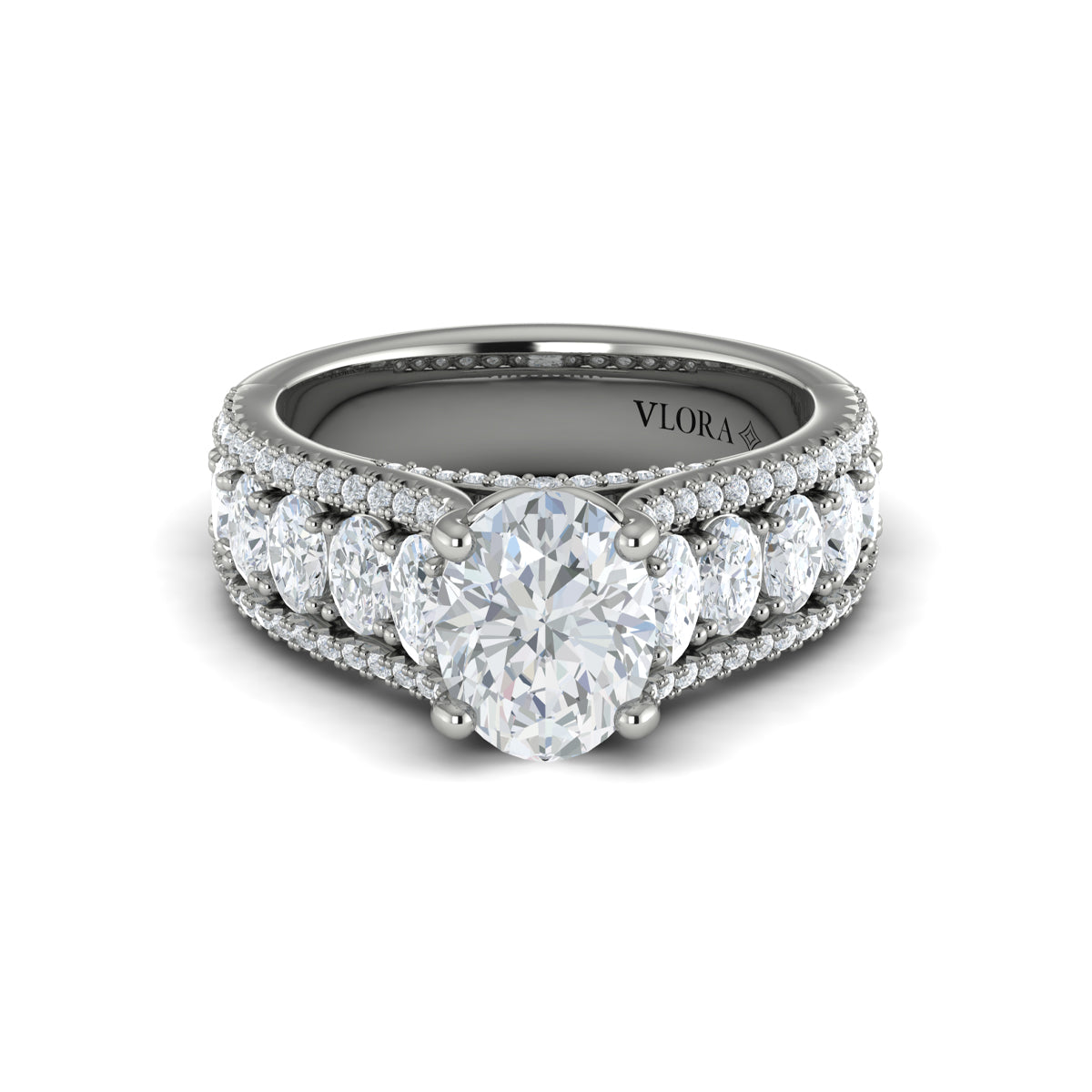14K White Gold Oval Diamond Halo Engagement Ring