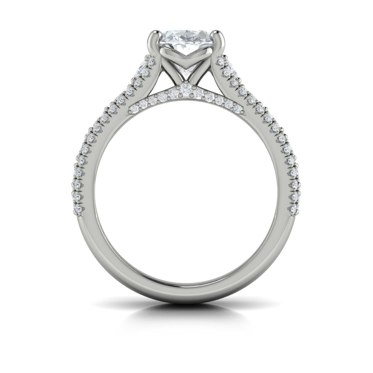 14K White Gold Oval Diamond Halo Engagement Ring