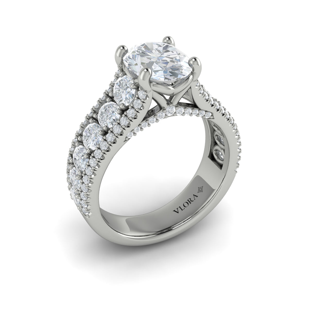14K White Gold Oval Diamond Halo Engagement Ring