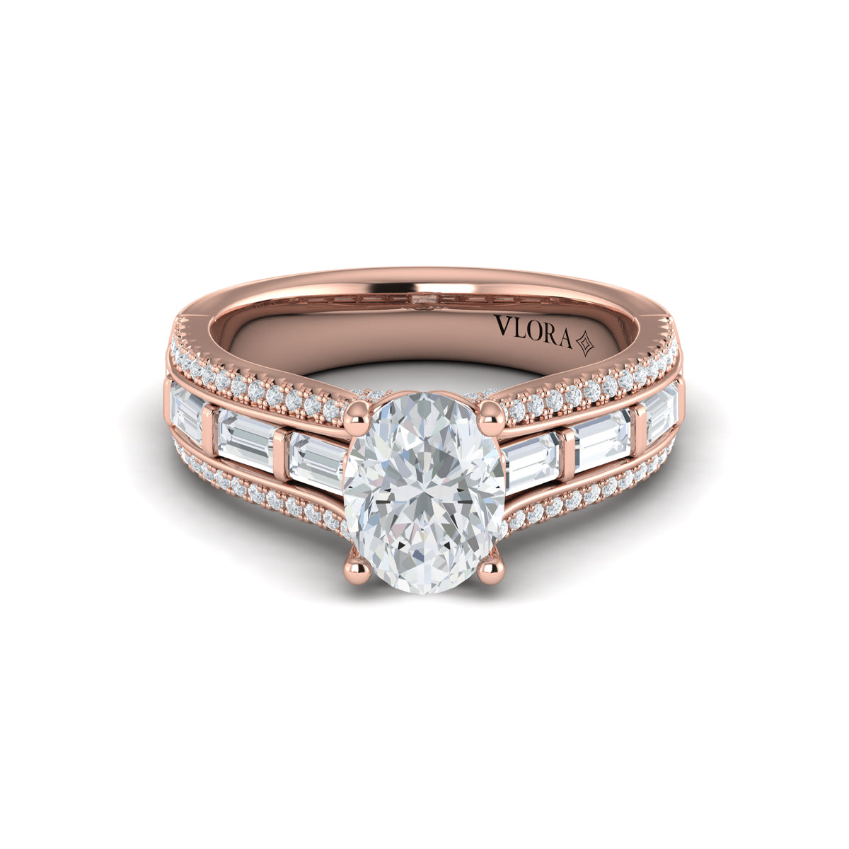 18kt Rose Gold Oval Diamond Engagement Ring