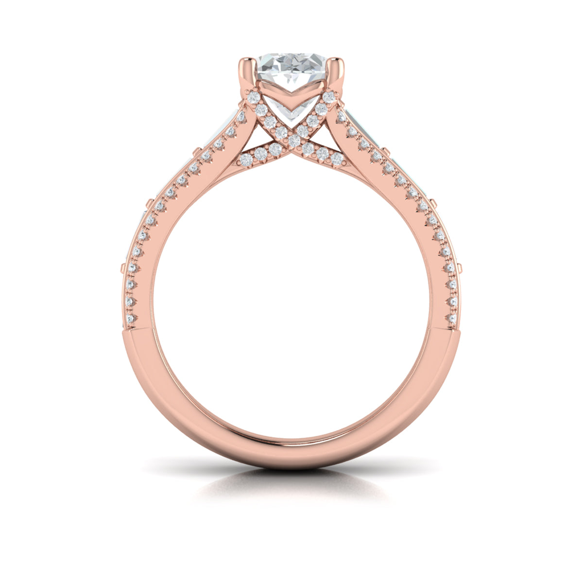 18kt Rose Gold Oval Diamond Engagement Ring
