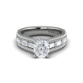 14K White Gold Oval Diamond Womens Engagement Ring