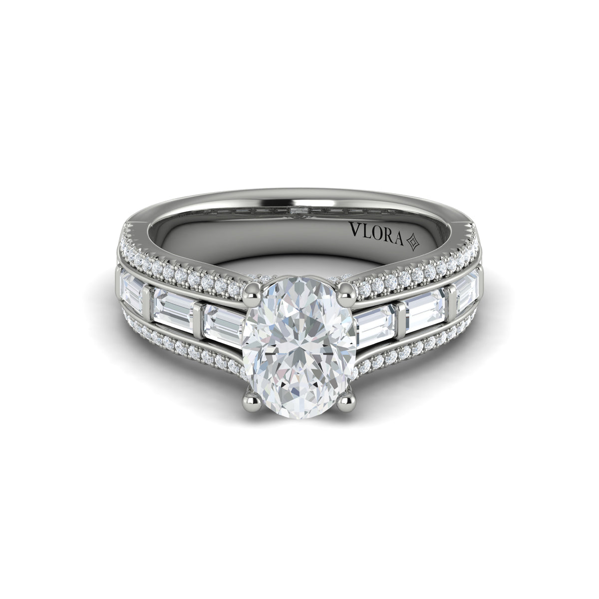 14K White Gold Oval Diamond Womens Engagement Ring