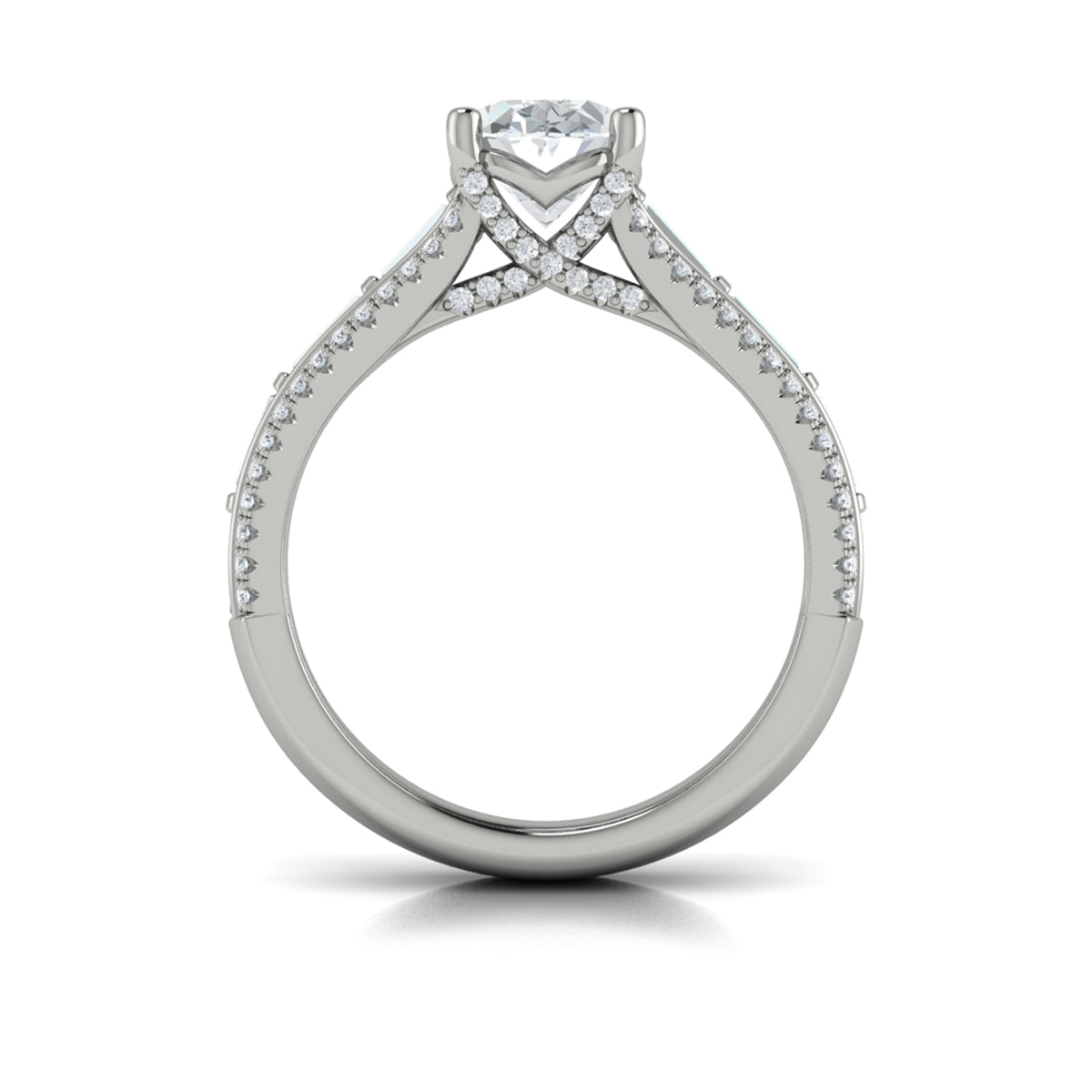 14K White Gold Oval Diamond Womens Engagement Ring