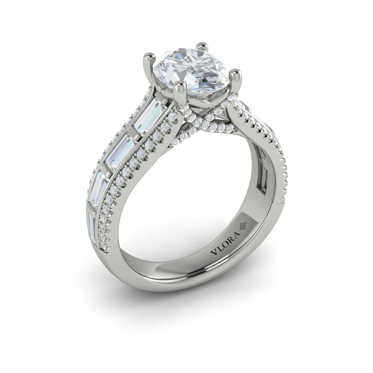 14K White Gold Oval Diamond Womens Engagement Ring
