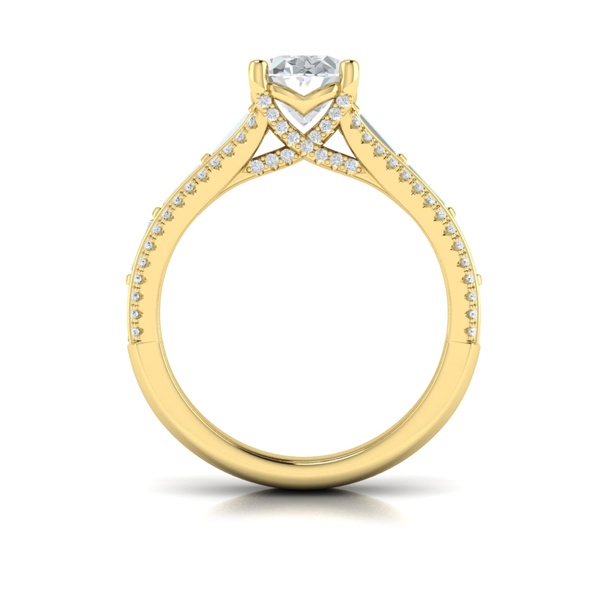 18kt Yellow Gold Intricate Oval Diamond Engagement Ring