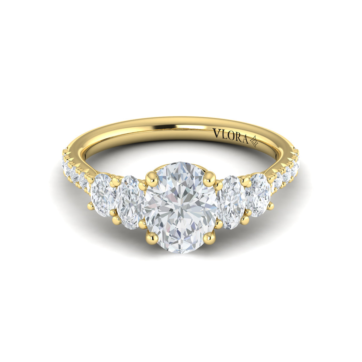 18kt Yellow Gold Oval Diamond Five-Stone Engagement Ring
