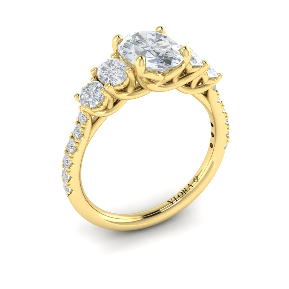 18kt Yellow Gold Oval Diamond Five-Stone Engagement Ring
