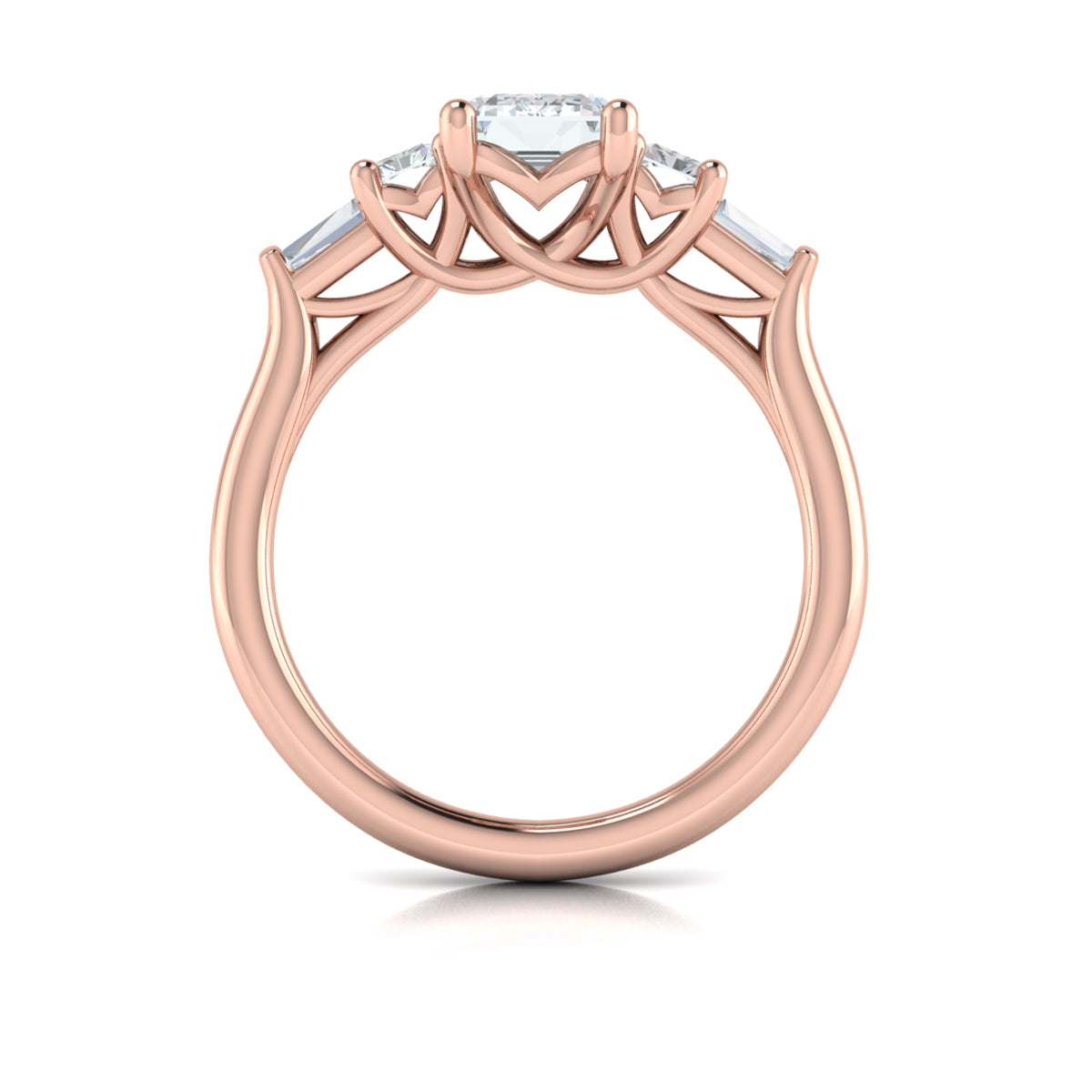 18kt Rose Gold Emerald Cut Five-Stone Engagement Ring
