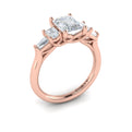 18kt Rose Gold Emerald Cut Five-Stone Engagement Ring