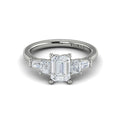 14K White Gold Emerald Cut Five-Stone Engagement Ring