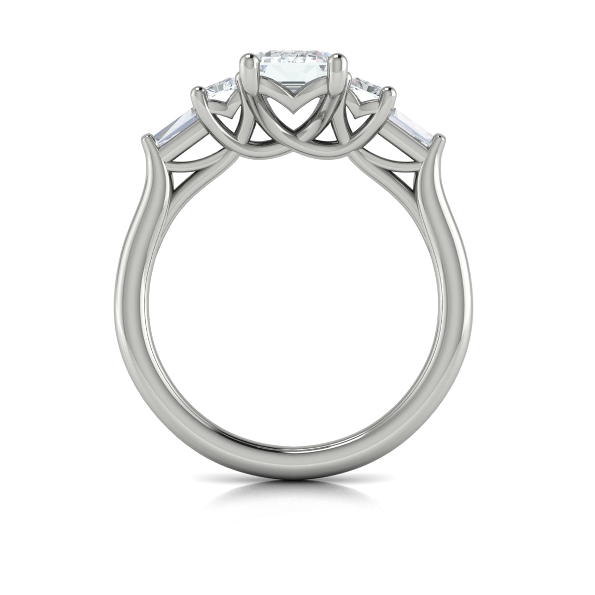 14K White Gold Emerald Cut Five-Stone Engagement Ring