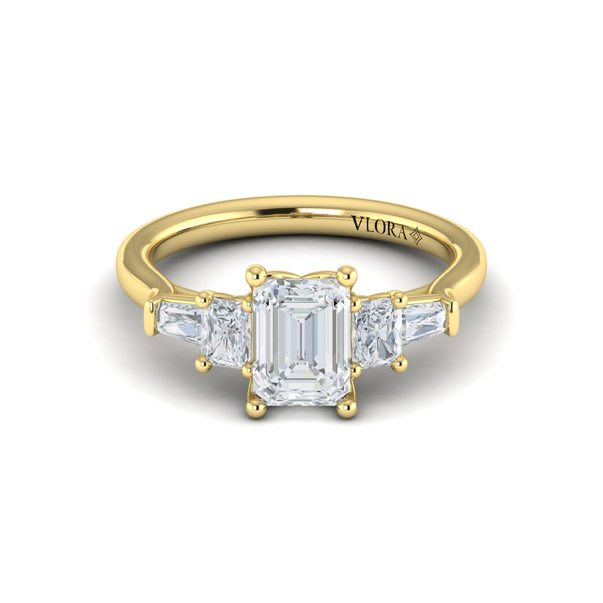 18kt Yellow Gold Emerald Cut Five-Stone Engagement Ring