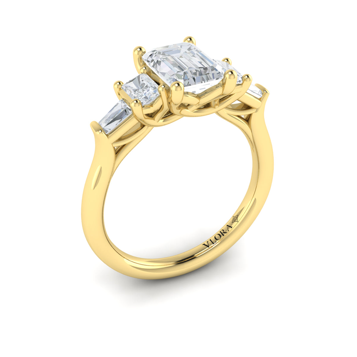 18kt Yellow Gold Emerald Cut Five-Stone Engagement Ring