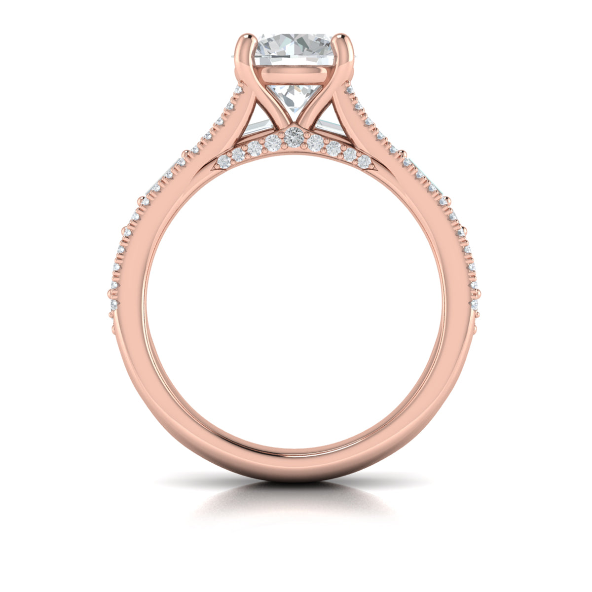 14kt Rose Gold Multi-Diamond Split Shank Engagement Ring