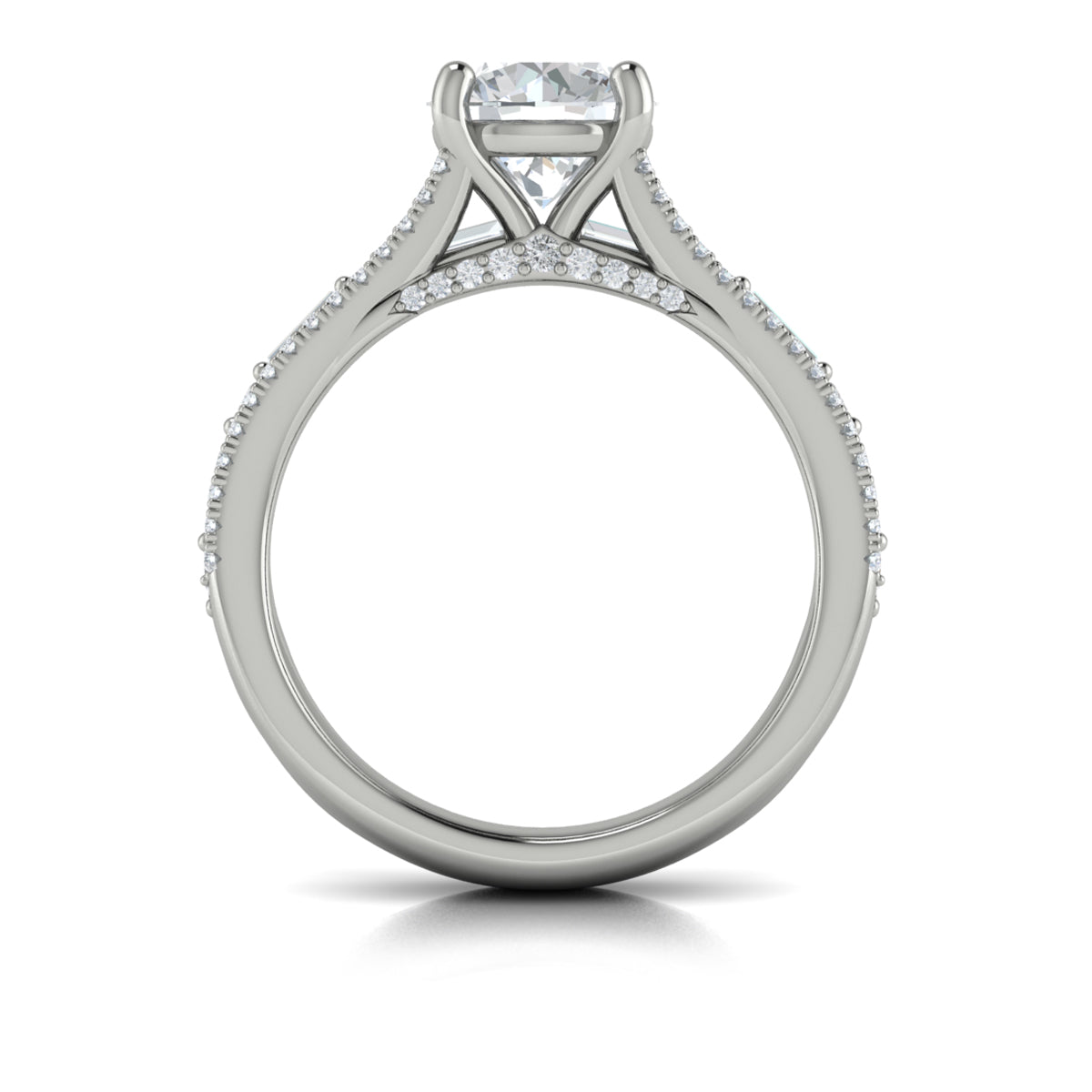 14K White Gold Multi-Diamond Split Shank Engagement Ring