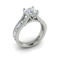 14K White Gold Multi-Diamond Split Shank Engagement Ring