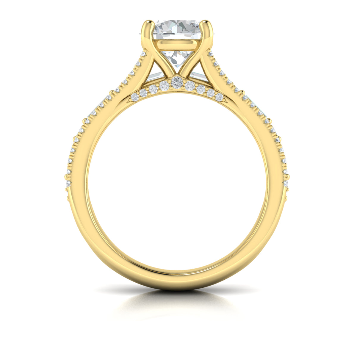 14kt Yellow Gold Multi-Diamond Crowned Engagement Ring