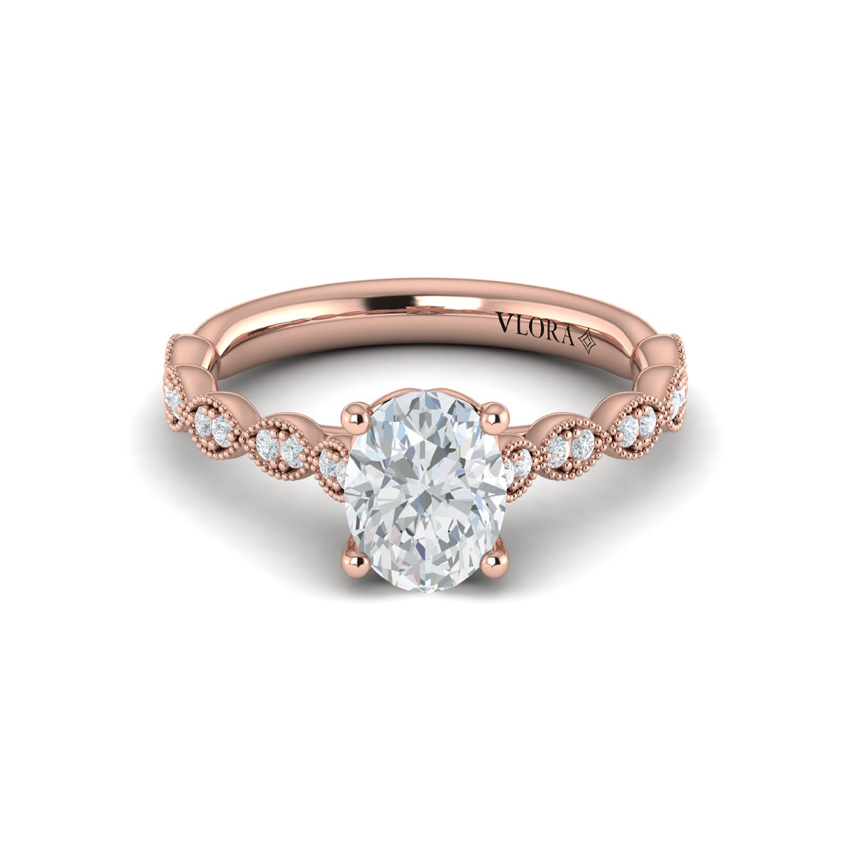14kt Rose Gold Oval Diamond Unity Engagement Ring