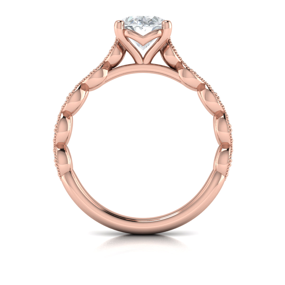 14kt Rose Gold Oval Diamond Unity Engagement Ring