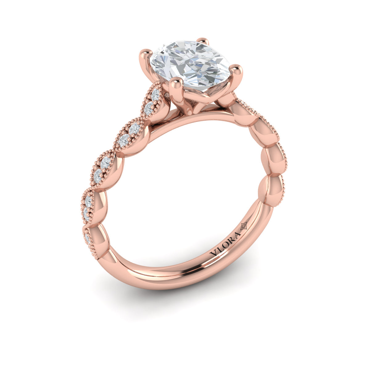 14kt Rose Gold Oval Diamond Unity Engagement Ring
