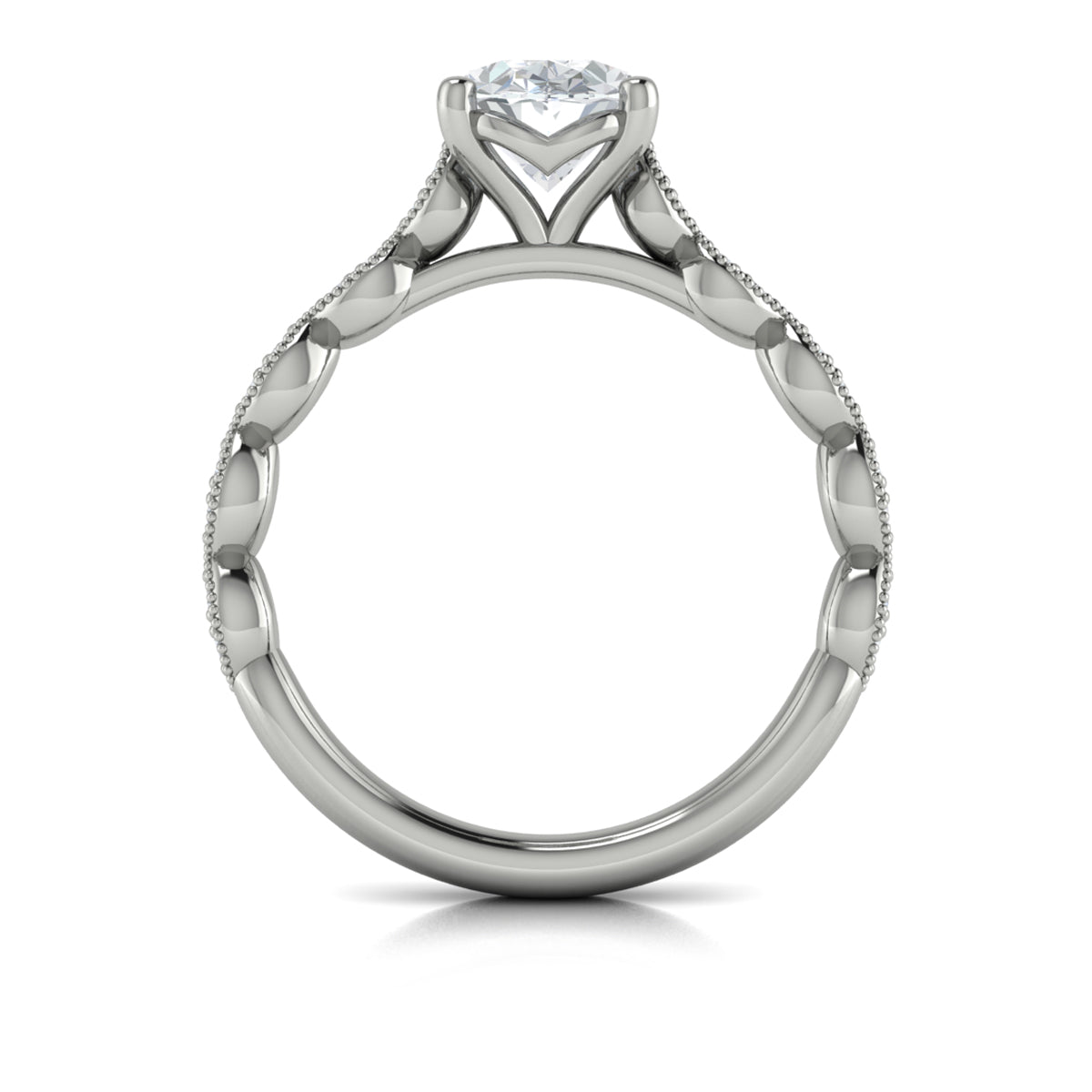 14K White Gold Oval Diamond Unity Engagement Ring