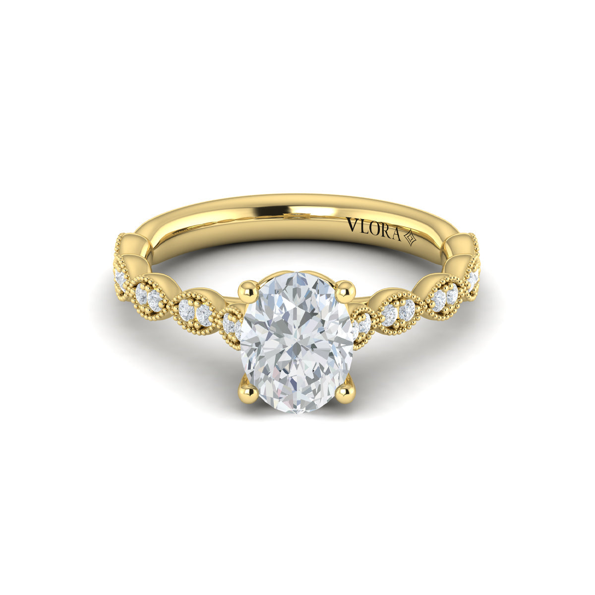 14kt Yellow Gold Oval Diamond Unity Engagement Ring