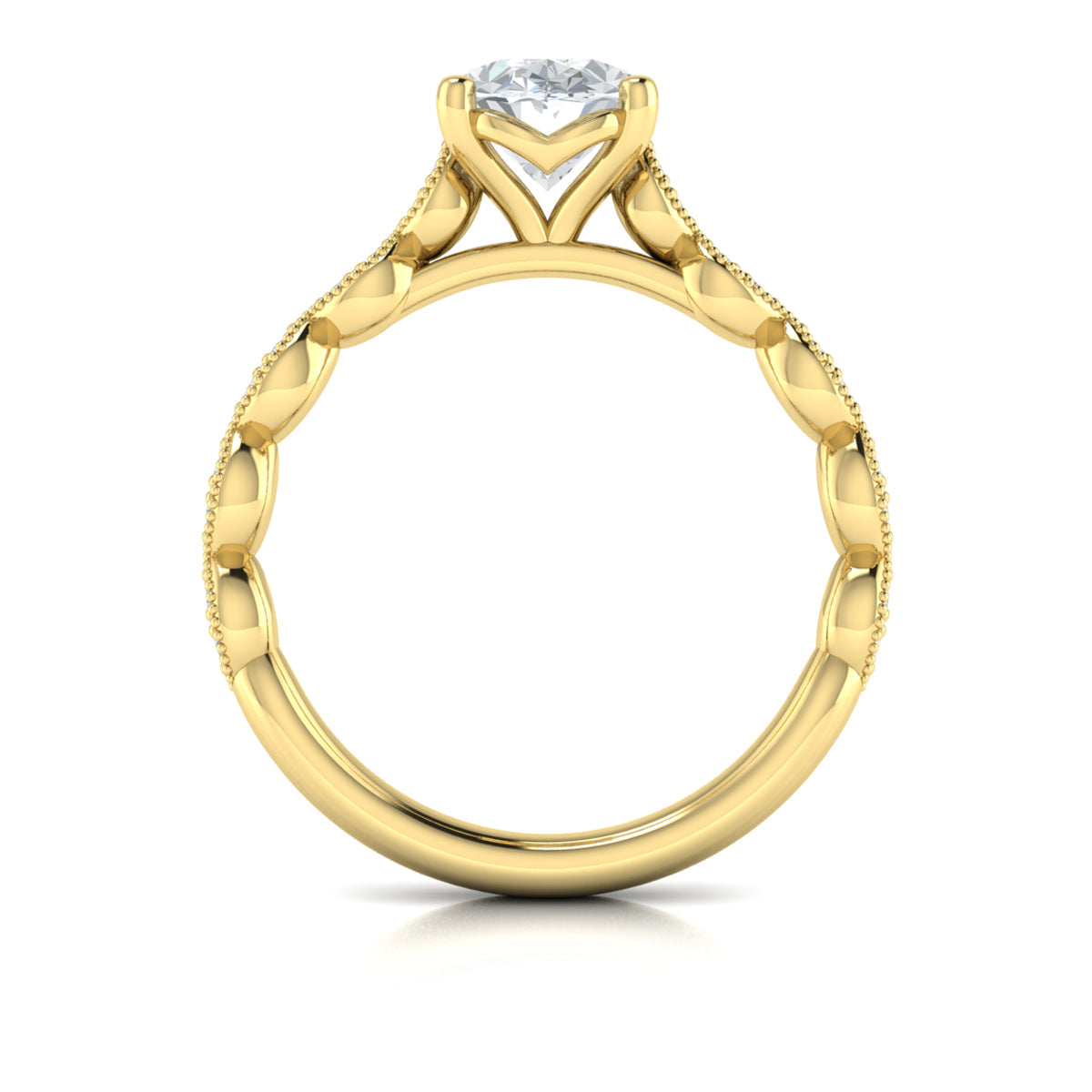 14kt Yellow Gold Oval Diamond Unity Engagement Ring