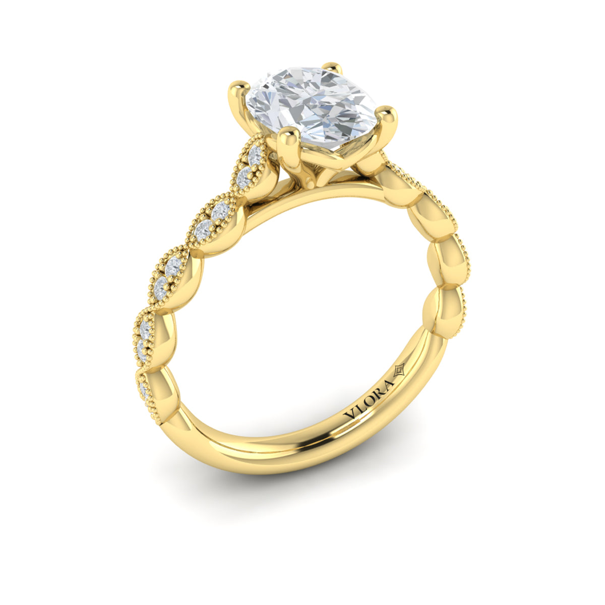 14kt Yellow Gold Oval Diamond Unity Engagement Ring