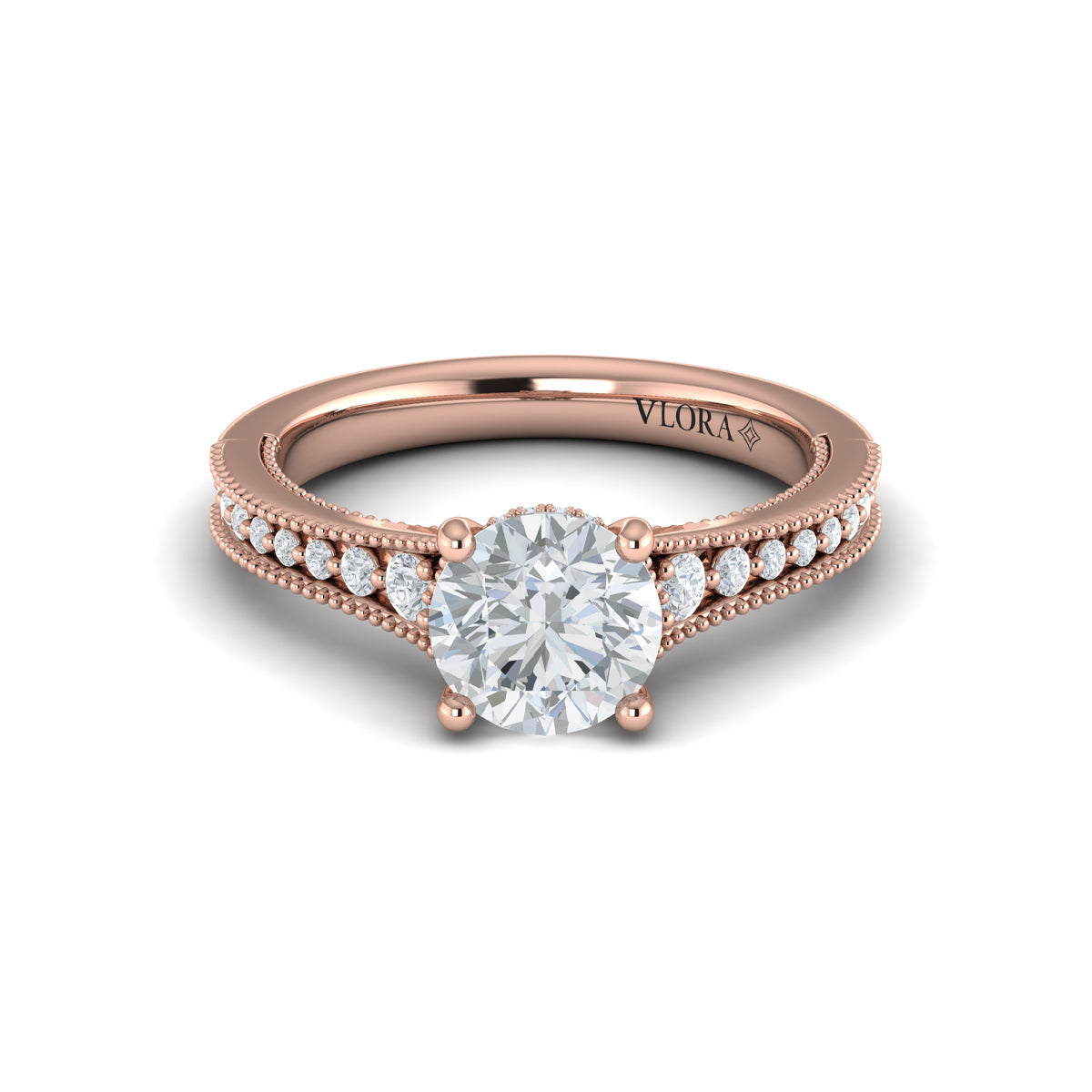 18kt Rose Gold Hidden Halo Diamond Engagement Ring