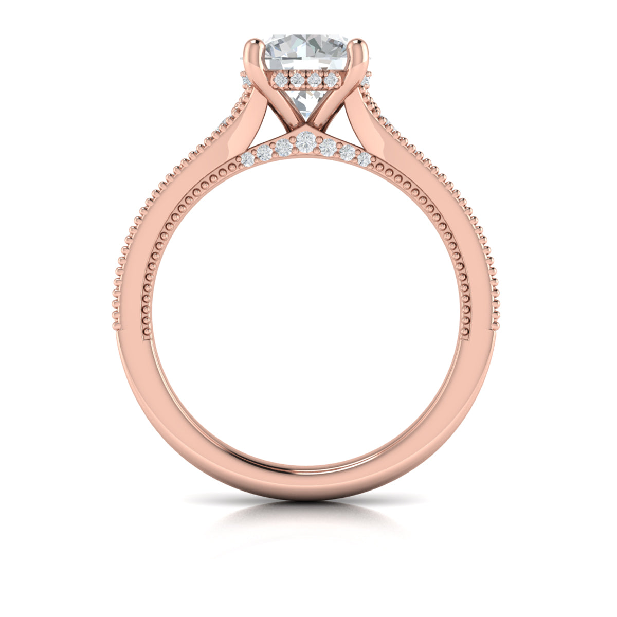 18kt Rose Gold Hidden Halo Diamond Engagement Ring