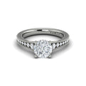 14K White Gold Round Diamond Hidden Halo Engagement Ring