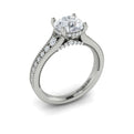14K White Gold Round Diamond Hidden Halo Engagement Ring