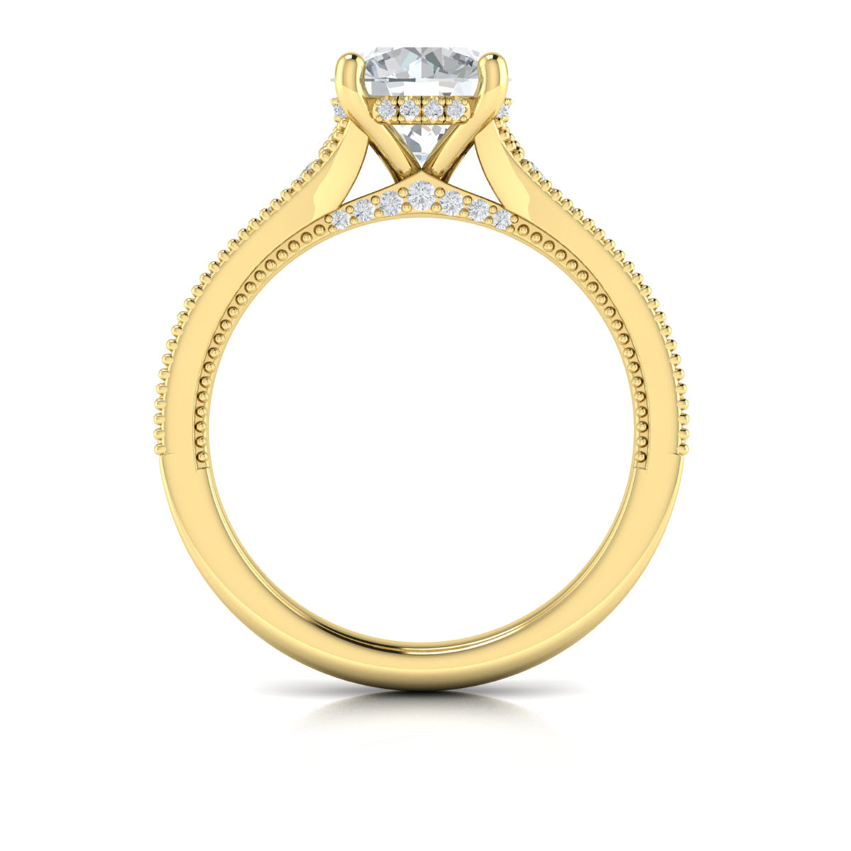 18kt Yellow Gold Round Diamond Hidden Halo Engagement Ring