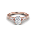 18kt Rose Gold Oval Diamond Vintage Split Shank Ring