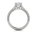 14K White Gold Oval Diamond Vintage Split Shank Ring